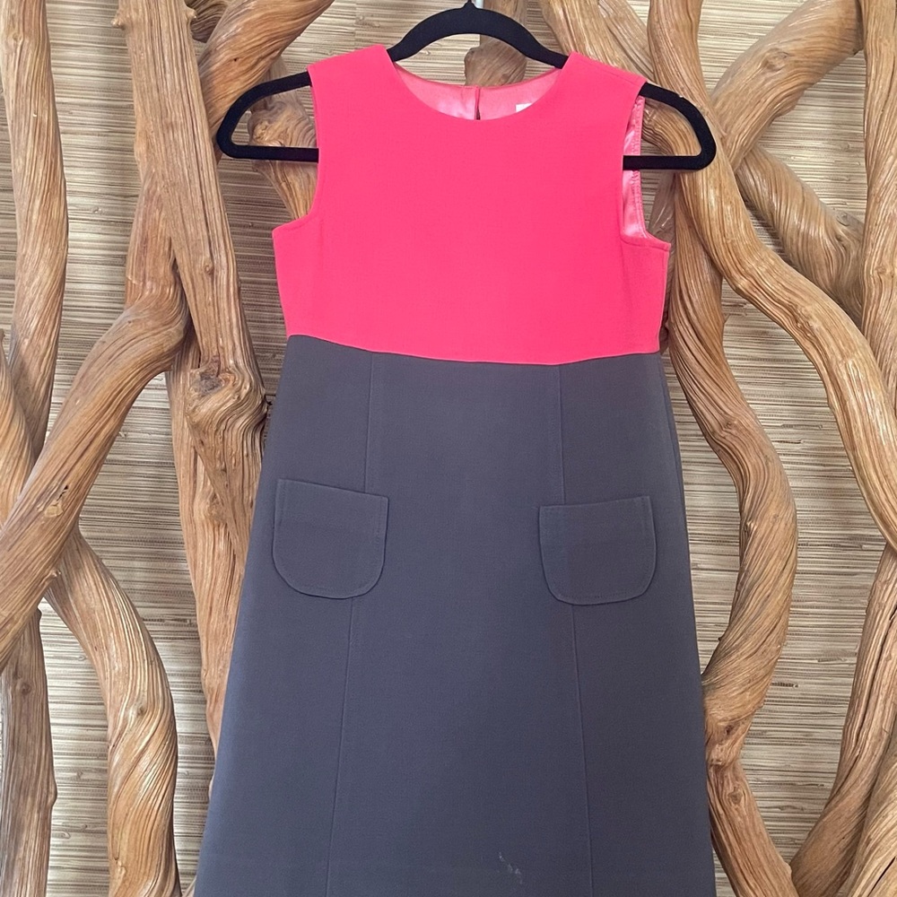Milly minis Colorblock Sleeveless Dress pink brown size 12 designer spring EUC